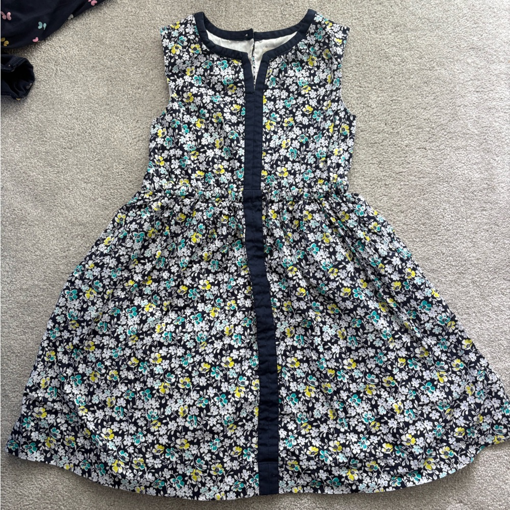 Crewcuts Floral Kids Dress - Black, White, Yellow, Blue